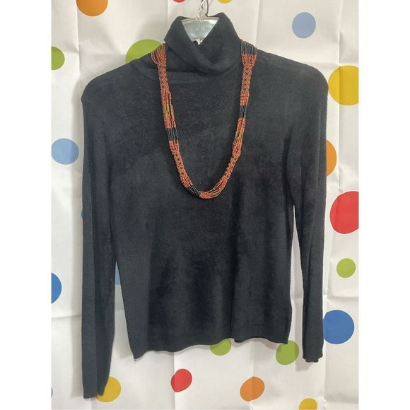 IDG International Direct Black Turtleneck Chenille Soft Size Petite Medium 🌸🍒 - Picture 5 of 9